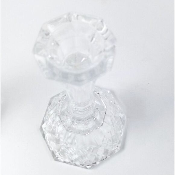 Wedding Centerpiece Candle Lite Candlestick Crystal Clear Glass 7.5" USA Lot 2 - Picture 3 of 6
